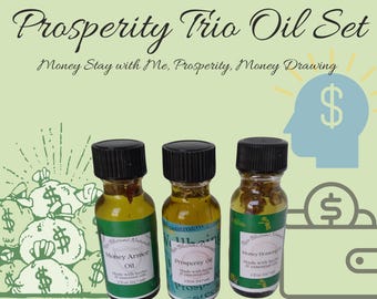Money Drawing Oil Set, increase money luck, all around  Prosperity and financial security