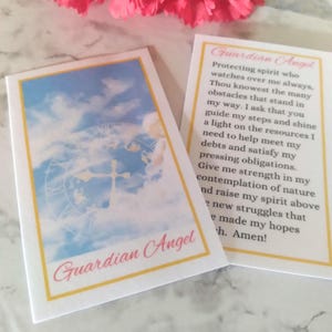 Carte de prière ange gardien, carte de prière faite main pour la protection, cartes de prière plastifiées pour la protection, cartes de prière pour la spiritualité lors de vos déplacements