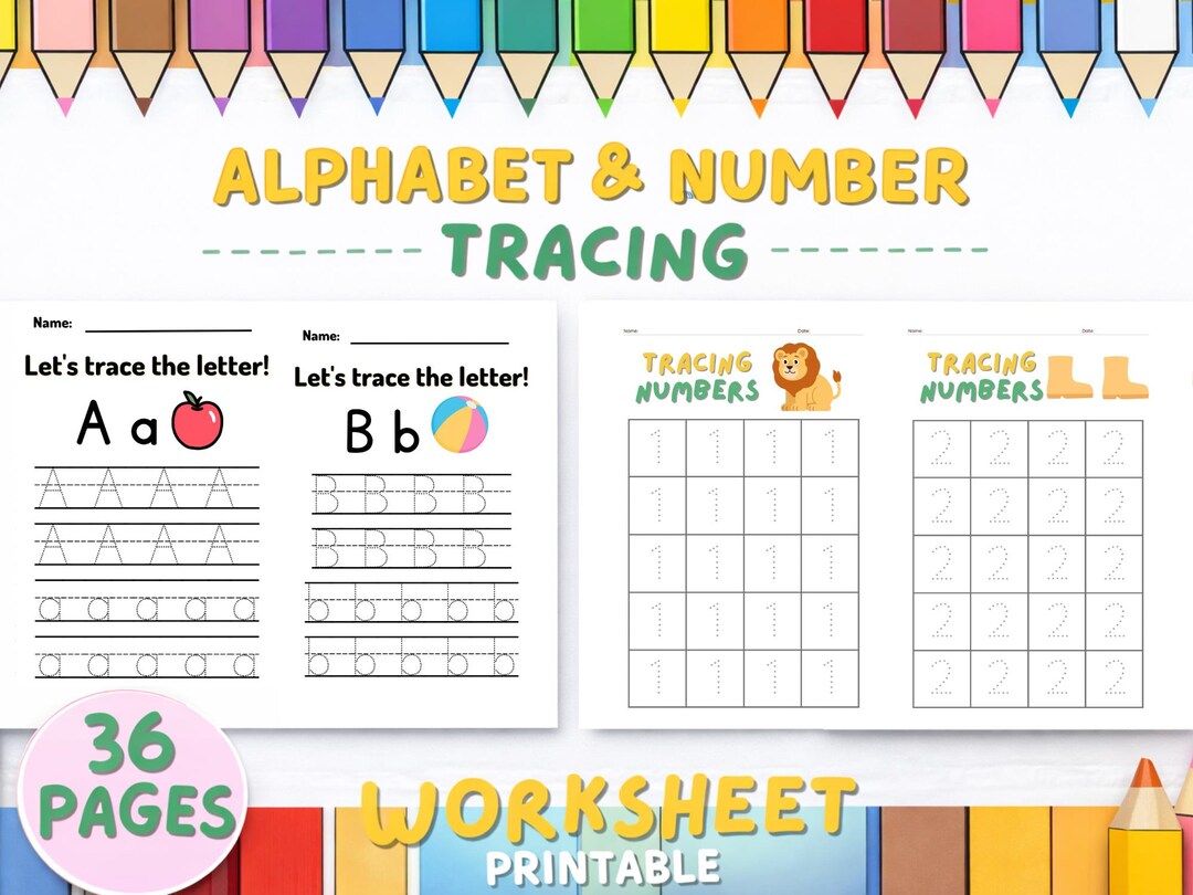 Alphabet and Number Tracing Workbook Printable | Preschool Worksheets ...