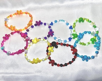 Mystery Mickey Head Bracelets, Colorful beads, Party Favors, Cruise Fish Extender Gifts, pixie dust gifts. Assorted styles and sizes.