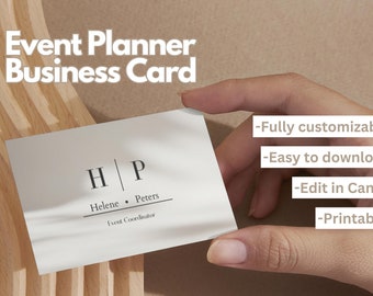 Event Planner Business Card Template, Event Coordinator Printable Business Cards, Small Business Marketing, Editable Canva Digital Download