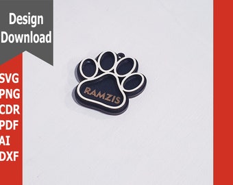 Dog Name Tag Ready to cut Laser File