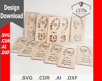 Christmas Footprint Stencil - Laser Cut Template for Holiday Decorations