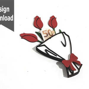 Valentinstag, Muttertagskarte Geldhalter, Geschenkideen, Geschenk Blumen Tulpen für Mädchen, Mutter svg, cdr, laser cut