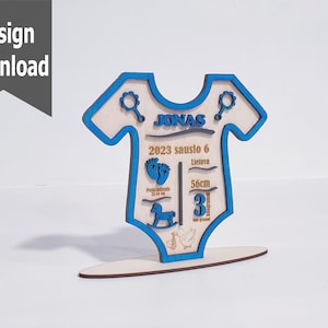 Estadísticas de nacimiento de bebé, métrica, anuncio, archivo svg de corte láser, descarga digital