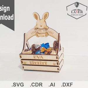Panier de Pâques découpé au laser, bol à oeufs, bol de bonbons, fichiers SVG en téléchargement numérique