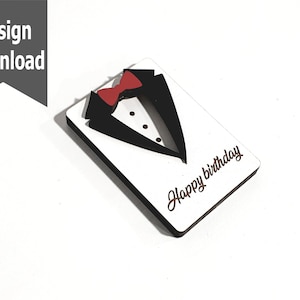 Porta-cartão de presente de aniversário personalizado para dia dos pais Svg DXF PDF... Arquivo cortado a laser