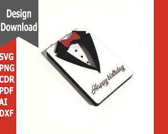 Día del padre personalizado, titular de la tarjeta de regalo de cumpleaños Svg DXF PDF... Archivo cortado con láser