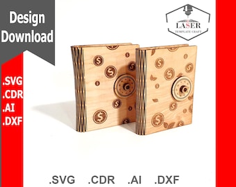 Lasergesneden kluissjabloon | Houten spaarpot met slot 4 in 1