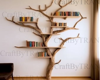 FREE SHIPPING Tree books shelf decor solid wood carving floating bookshelf wall mount driftwood branch shelves on wall art