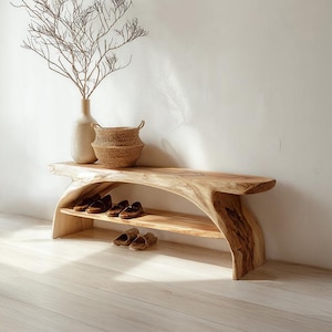 Reclaimed Wood Entryway Bench Farmhouse Solid Oak Shoe Rack Handmade Hallway Bedside Garden Bench Decor Gift Christmas