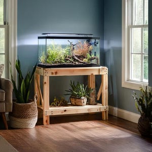 Rustic Live Edge Wood Aquarium Stand Fish Tank Bedroom Handmade Solid Wood Living Room Nature Home Decor