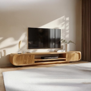 Mid Century Modern Stand Solid Wood Oak Wood Storage TV Cabinet Wooden Turntable Console Media Console Furnitured Decor Home Gift