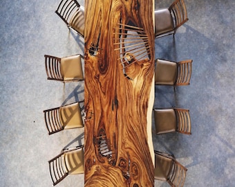 Natural Wood Rectangular Dining Table, Rustic Solid Wood Dining Table, Walnut Table, Modern Table, Majestic Timber Legacy, christmas gift