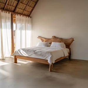 Handcrafted Bed Frame Wooden Bed Live Edge Bed Rustic Furniture Minimalist Bedroom Decor