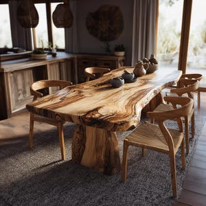Walnut Live Edge Dining Table  Rustic Modern Farmhouse Table  Handmade Solid Wood Table Custom Size Kitchen Furniture Gift