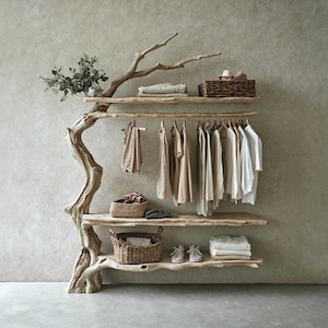 Solid wood tree wall mounted coat rack tree branches art coat rack with shelf coat rack standing shoe storage rustic home decor