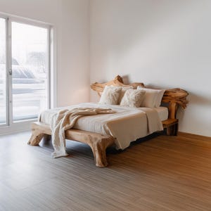 Custom Wood Bed Rustic Bedframe Queen Bed Frame Handmade Furniture Vintage Bedroom Decor