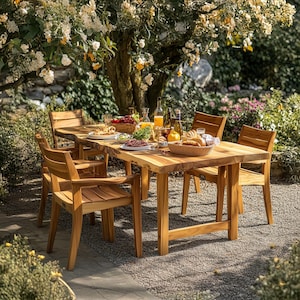 Solid wood large dining table set , custom rustic live edge table garden farmhouse , set of 4 chair walnut narrow dining table home decor