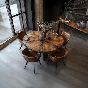 Custom Solid Wood Dining Table Kitchen Round Table Wood Table, Walnut Table, Modern Table Ancient Oak Royalty Decor Kitchen Room Gift