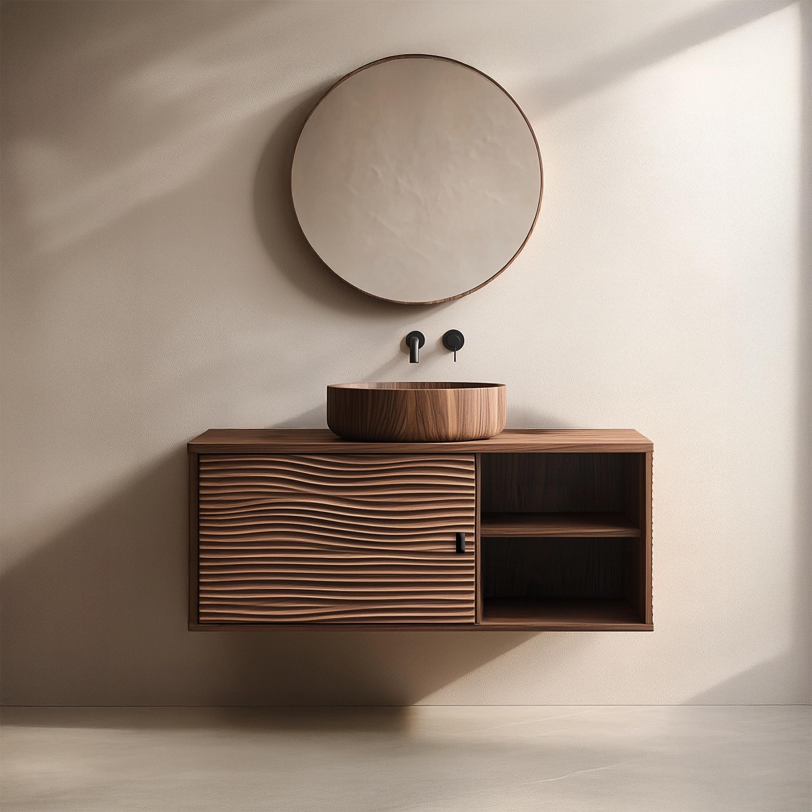 Handmade Wood Sink Shelf Bathroom Vanity Custom Cabinet