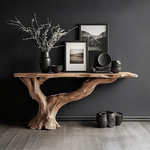 Consola de madera recuperada, mesa de noche, mesa de pasillo, decoración, sala de estar, regalo para ella