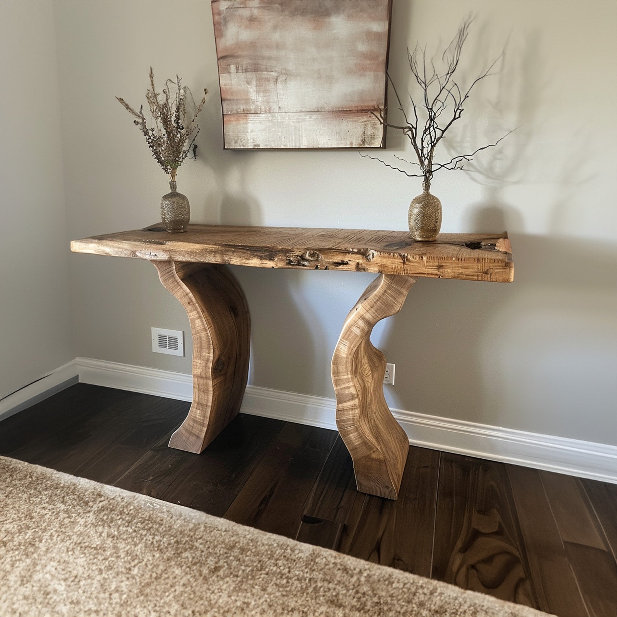 Natural wood entry table discount