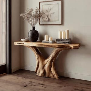 Console table unique art solid wood handmade narrow wood entryway table custom table decor living room wedding table decorations
