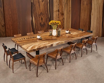 Custom farmhouse solid wood table walnut dining table walnut office live edge dining table timber royale collection christmas gift
