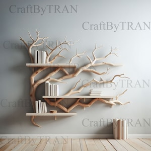 Tree branch standing corner shelf solid wood live edge floating shelf rustic bookcase decorations decor home