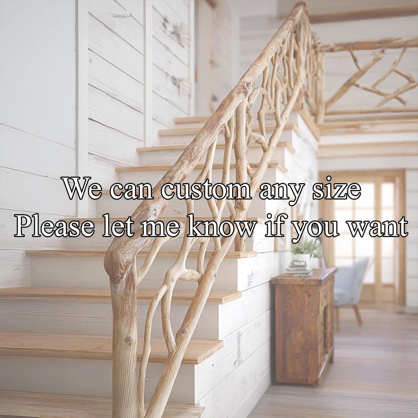 Custom Elegant Wooden Branch and Leaf Stair Railing Custom Stair ...