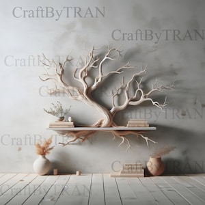 Tree branch floating corner shelf driftwood mini bookcase bookshelf decorations wall decor