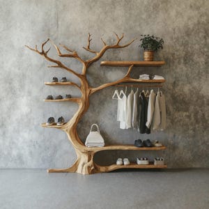 Driftwood coat rack wall mount tree branch coat rack modern shoe rack clothes drying rack hat hanger coat rack with shelf housewarming gift