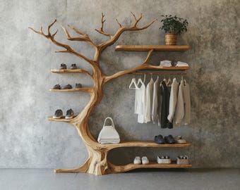 Driftwood coat rack wall mount tree branch coat rack modern shoe rack clothes drying rack hat hanger coat rack with shelf housewarming gift