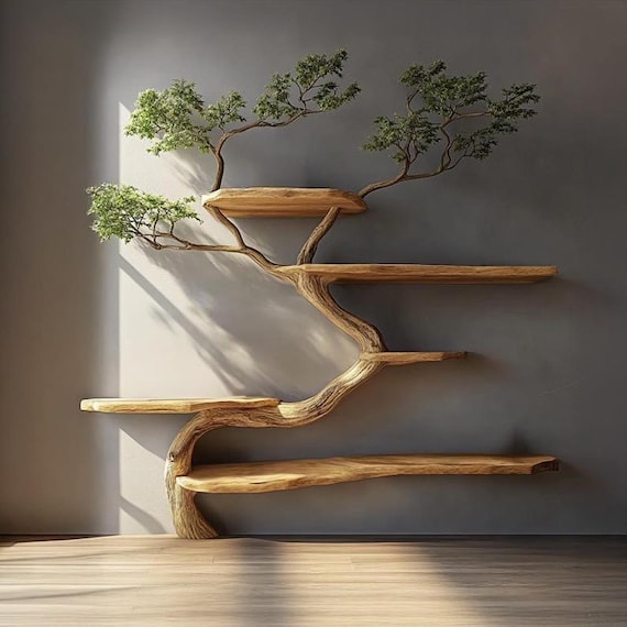 壁掛け本棚 ツリーブックケース ツリーウォールアート 素朴な家具