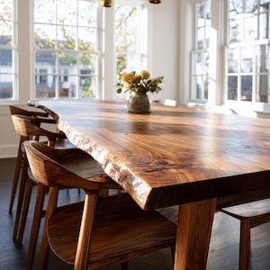 Handcrafted Solid Wood Dining Table Unique Live Edge Table Rustic Farmhouse Dinner Table Statement Dining Room