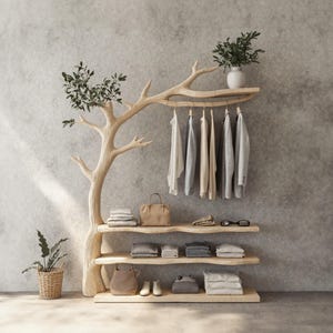 Solid wood entryway coat rack wall mounted branch coat hanger standing shoe rack personalized hanger towel rack hanging clothes rack
