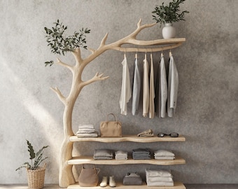 Solid wood entryway coat rack wall mounted branch coat hanger standing shoe rack personalized hanger towel rack hanging clothes rack