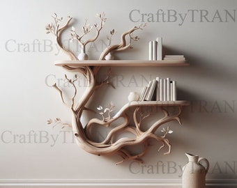 Tree branch floating corner shelf driftwood mini bookcase bookshelf decorations wall decor