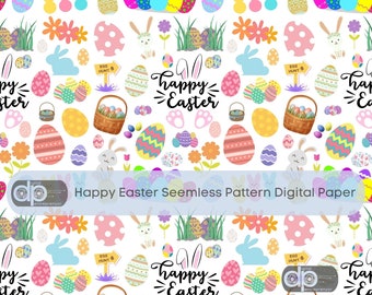 Happy Easter Seemless Pattern Digital Paper, Easter Repeat Pattern, Easter Card Making, Easter Scrapbook Paper