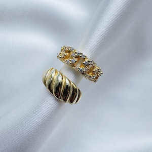 Gold Earcuff Set - 925 Sterling Silver,2 Piece Ear Cuff Earrings,Twisted Design with CZ Stones,Women’s Jewelry Gift,Conch Ear Cuff Earrings