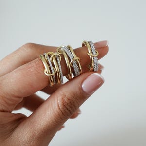 Aura Collection 925 Sterling Silver Ring, Gold Plated Zircon Band, 2pcs 3pcs 4pcs Stackable Set, Modern Women Jewelry Gift, Gift for Her