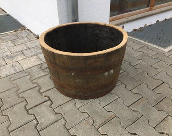 90 Liter Holzfass Regenfass Miniteich Fasshälfte aus einem gebrauchten Bourbon Fass  Whisky Fasshälfte vom Fassl Baron D=65cm / H=40cm