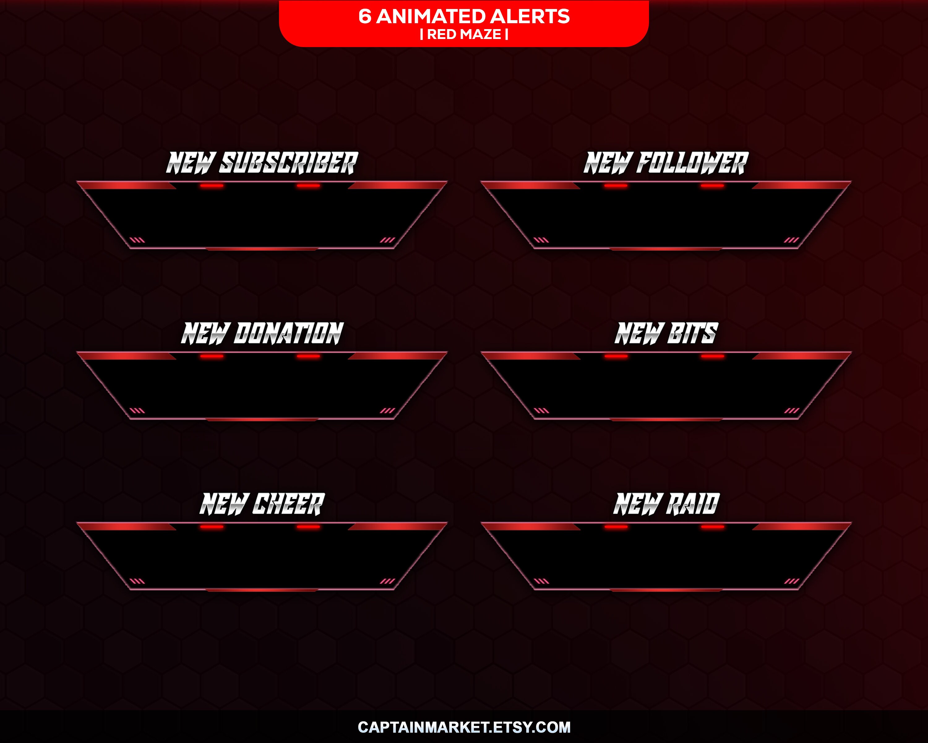 Red Maze Animated Stream Overlay Package, Cyberpunk Tech (digital ...