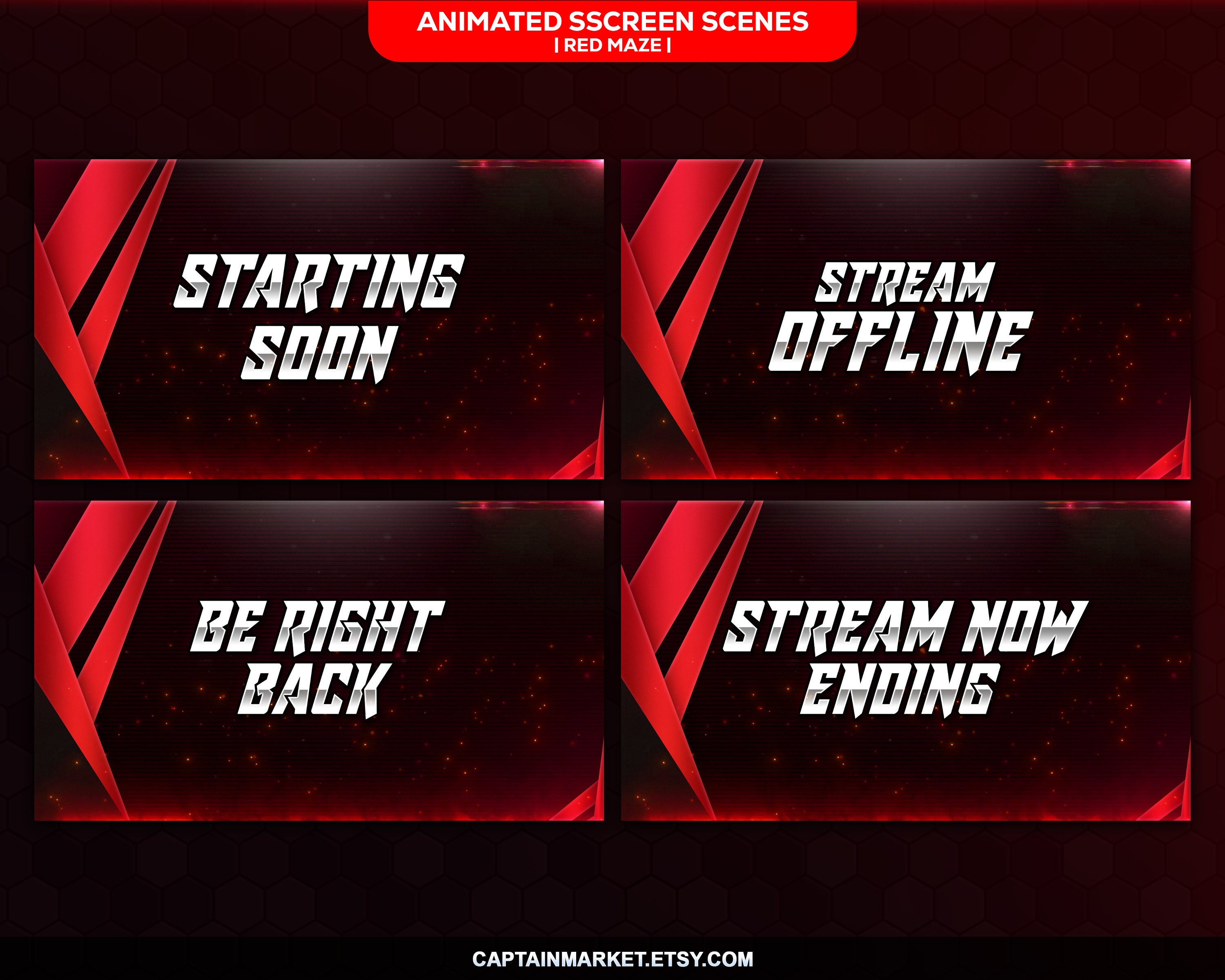 Red Maze Animated Stream Overlay Package, Cyberpunk Tech (digital ...