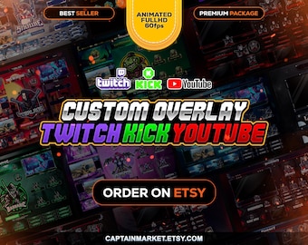 Custom Animated Twitch Overlay Package for your Twitch/Kick/Youtube or Stream Overlay | Twitch Overlay Commissions / Custom Stream Package