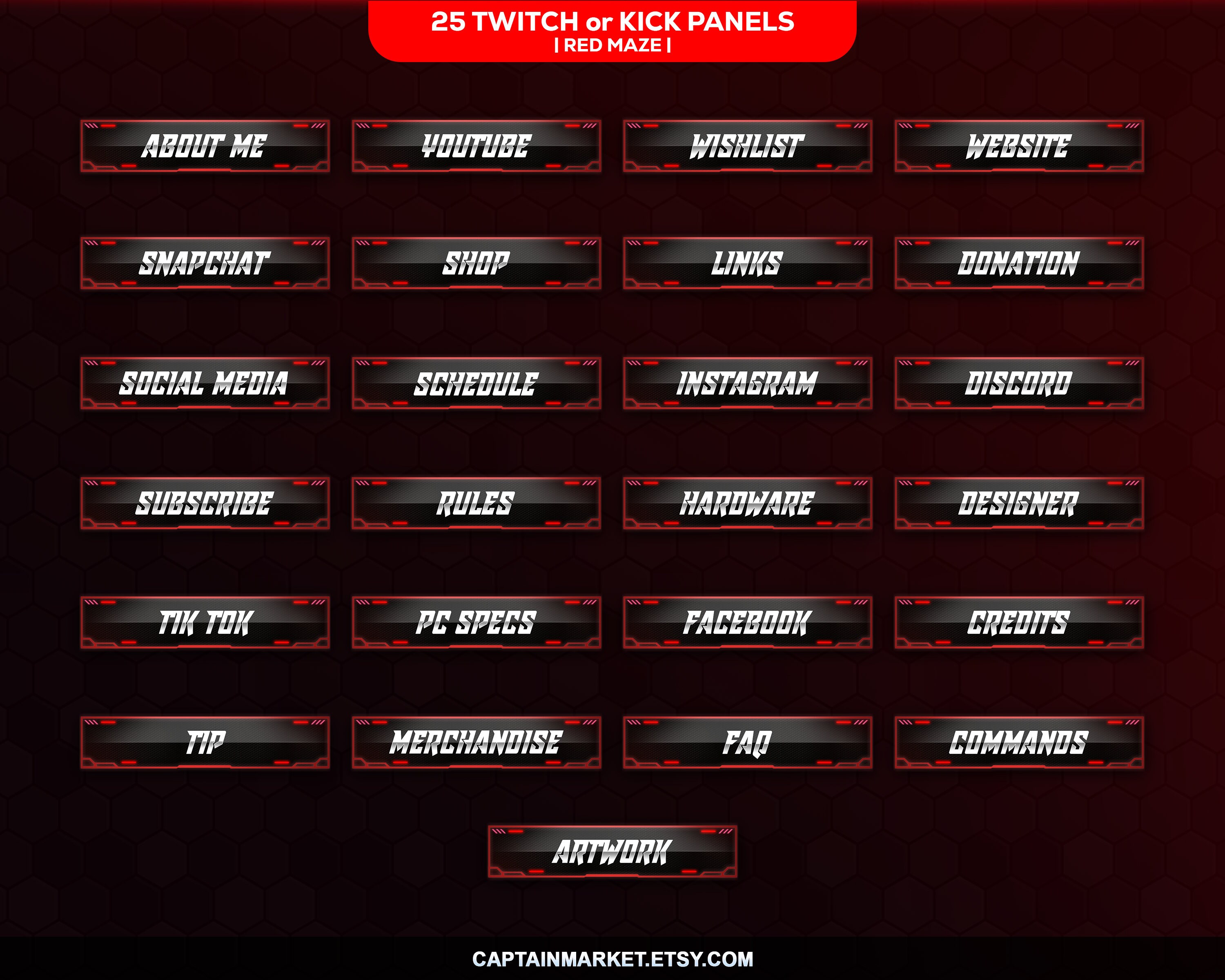 Red Maze Animated Stream Overlay Package, Cyberpunk Tech (digital ...