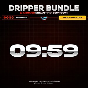 3x Red Animated Stream Timer Countdown Pack for Twitch, Kick, Youtube ...