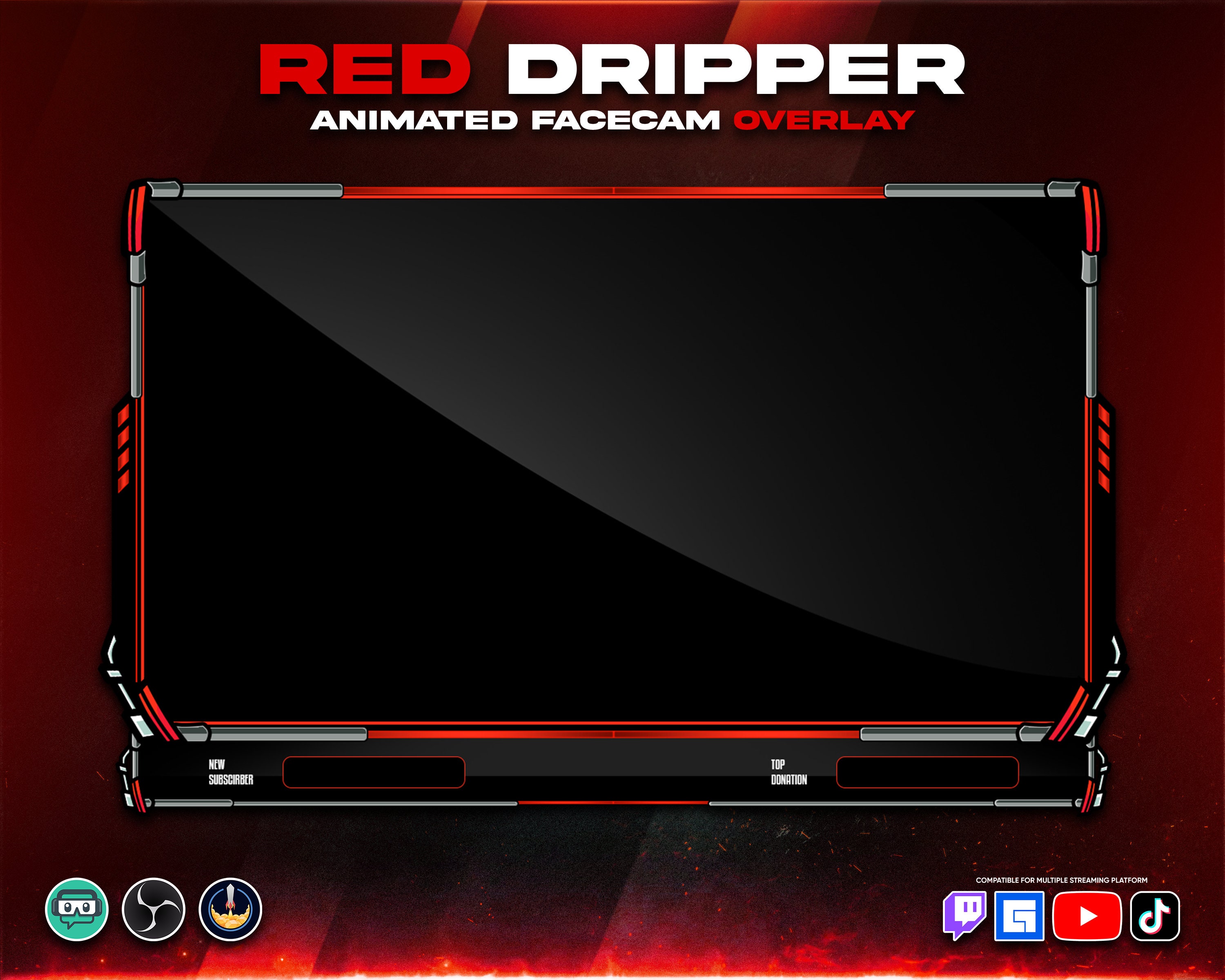 Overly Stream Red Red Dripper Animated Stream Overlay Package (digital Download) - Etsy
