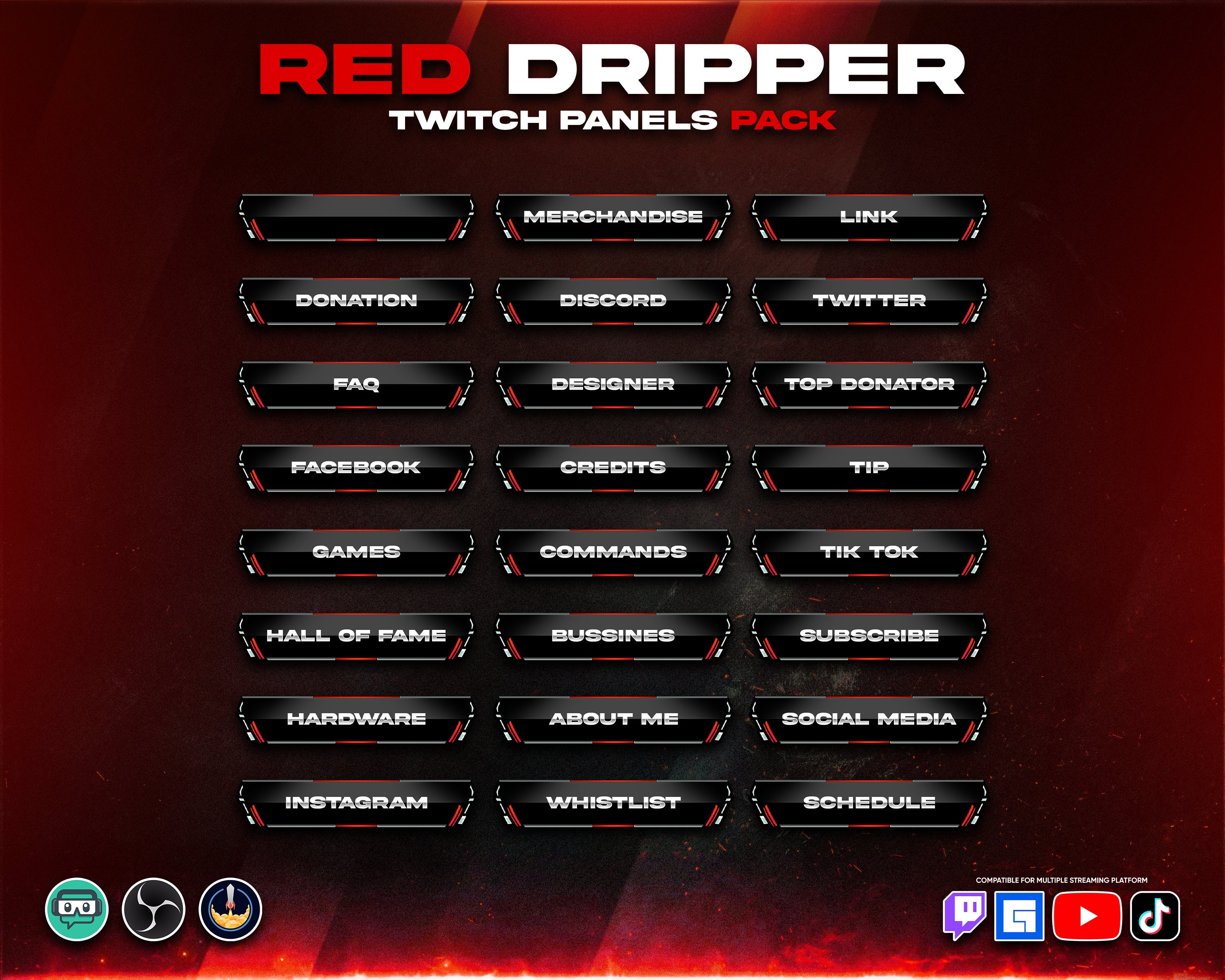 Overly Stream Red Red Dripper Animated Stream Overlay Package (digital Download) - Etsy
